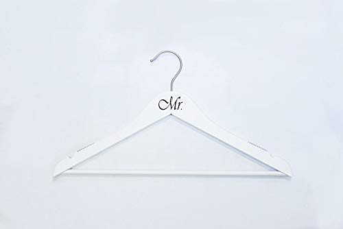 NAHANCO MRMR20117WB Same Sex, Gay Pride Hanger Set, White Wood Hangers with Black Imprint (Mr. and Mr.), 17” (2-Piece Set)