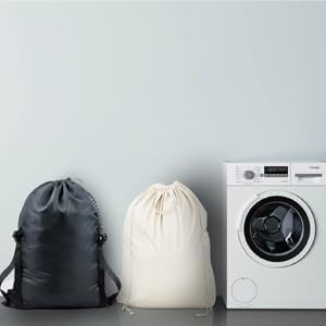 iwill CREATE PRO Laundry Backpack with Adjustable Shoulder Straps, Drawstring Laundry Storage Bags for in Launderettes, laundromat, College Dorm Room, Black