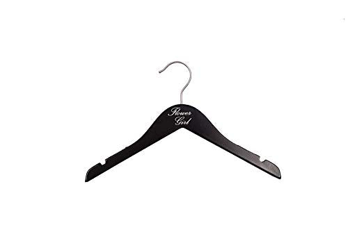 NAHANCO FG20214 Bridal Hanger, Black Wood Hanger with Silver Imprint (Flower Girl), 14” (1 Piece), Black w/Silver Imprint