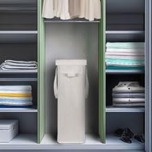 Slim Foldable Laundry Hamper with Lid and Handle Space Saving Laundry Basket for Bedroom Bathroom Dorm Apartment Single Household Students Clothes Towels Toys Baby Organizer Storage Beige