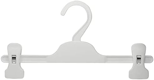 HANGERWORLD Kids Pants Hanger with Adjustable Clips (10 Pack, White) - 11inch Perfectly Sized for Baby, Kids, Child and Teens Pants, Skirts, Slacks and Jeans
