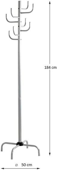 Freestanding Coat Rack – Metal Gray Hat and Coat Stand with 8 Hooks, Heavy-Duty Steel, 72" Tall Entryway Organizer for Home or Office by HAOG