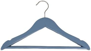 Pillowtex Children's Wood Top Closet Clothes Hangers w/Bar - Set of 20 Blue Hangers