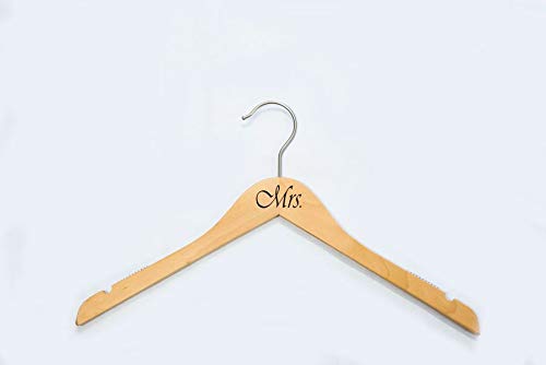 NAHANCO MRSMRS20017 Same Sex, Gay Pride Hanger Set, Natural Wood Hangers with Black Imprint (Mrs. and Mrs.), 17” (2-piece Set)