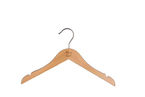 NAHANCO FG20014ENG Bridal Hanger, Natural Wood Hanger Engraved with (Flower Girl), 14” (1 Piece)