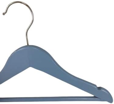 Pillowtex Children's Wood Top Closet Clothes Hangers w/Bar - Set of 20 Blue Hangers