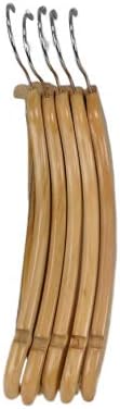 Pillowtex Wood Coat Clothes Closet Hanger w/Locking Bar - Set of 20 Natural Finish Hangers