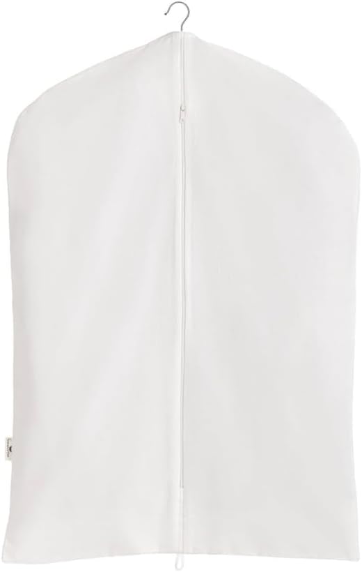 Premium 100% Cotton Cover – 60" Off-White Soft Fabric Suit Cover with YKK Zipper – Breathable, Washable, Dust-Proof Storage for Suits, Long Coats, Dresses, Jackets & Travel/Closet Use