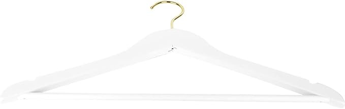 Andaz Press Bridal Hangers, Premium White Wooden Hangers for Wedding Dress, Bridesmaid Dresses, & Clothes, Heavy Duty Hanger with 360° Gold Swivel Hook and Smoothly Cut Notches, 10 Pack