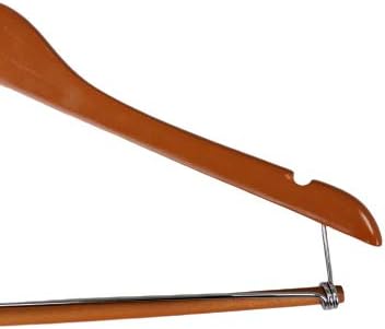 Pillowtex Wood Coat Clothes Closet Hanger w/Locking Bar - Set of 10 Cherry Finish Hangers
