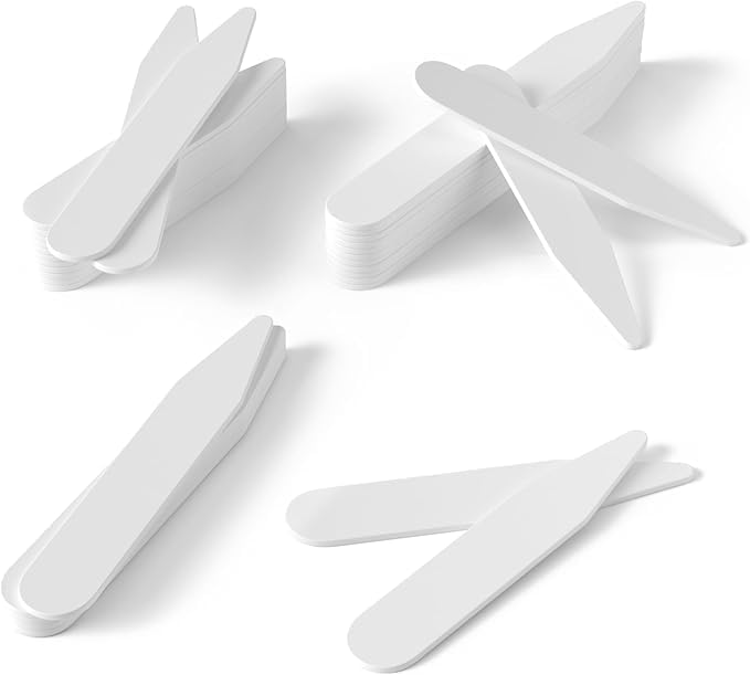 Quality Stays 250 Plastic Collar Stays for Men, 4 Sizes, White Shirt Collar Inserts