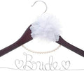 Ella Celebration Bride to Be Wedding Dress Hanger Wooden and Wire, Accented with Pearls and A Flower Bridal Hangers for Brides (Mahogany with Silver Wire and Pearls)