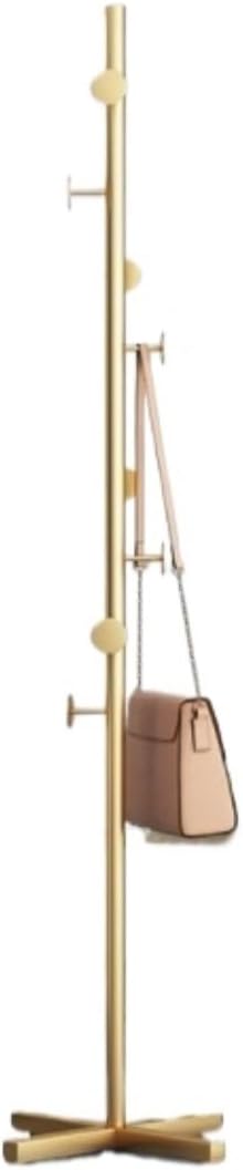 RUVOO Hall Tree Coat Rack Freestanding Coat Stand Coat Rack Stand with 8 Hooks Metal Coat Hanger Freestanding for Entryway Hallway Bedroom Coat Tree (Color : Gold, Size : 170 * 43cm)