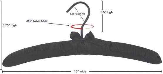 Satin Boutique Hanger with Matching Bow, 15" - Black (Pack of 6)