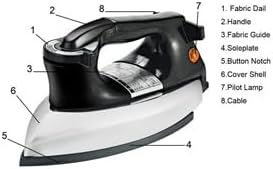 Dry Iron, No Steam No Holes, 9 Ft Cord, Non-Stick Soleplate, Overheat Safety Protection, Professional Electric Iron for Clothes & Industrial (Lightweight（1.4kg）)