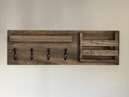 Entryway Mail Organizer with Key Hooks, Coat Hooks, Mail Slot