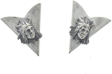 HHH Designs Antique Silver Collar Tips - Western Collar Stays - Indian Chief Collar Tips for Men and Women - Made in USA