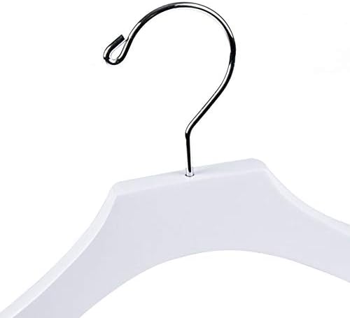 Quality White Wooden Kids Hanger Luxury Design Chrome Swivel Hook (100, 13" inch)