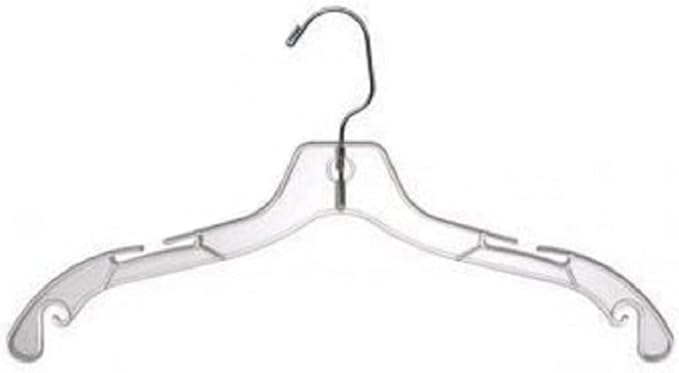 12 Pack - Heavy Weight 17" Clear Crystal Plastic Cloth Hangers - 12 Pack Suit or Coat Swivel Hook Hanger (Clear Hanger)