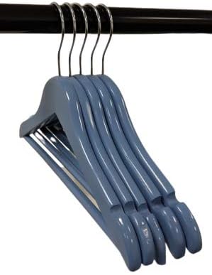 Pillowtex Children's Wood Top Closet Clothes Hangers w/Bar - Set of 50 Blue Hangers