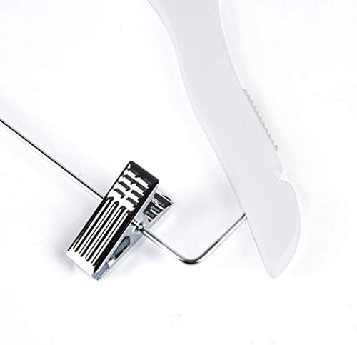 Quality White Wooden Kids Pant Skirt Hanger 10-Pack, Luxury Wave Design Chrome 360 Swivel Hook (10, 13" inch with Clips)