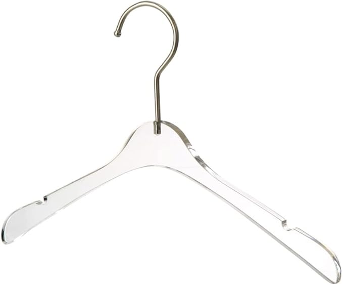 YBM Home Quality Acrylic Clear Hangers Made of Clear Acrylic for a Luxurious Look and Feel for Wardrobe Closet, Clothes Hangers Organizes Closet, Baby, Silver, 4114-1