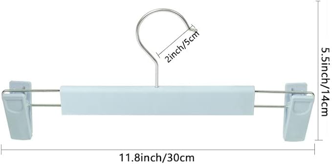 Pants Hangers with Clips Skirt Hangers for Women Plastic Clip Hanger for Pants Clothes (50pack, Blue)