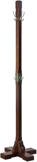 Proman Products Windsor Freestanding Wooden Coat Rack Stand with 12 Hanger Hooks for Clothes, Hats, Purses, Bags at Entryway, Bedroom, Living Room, Office, Mudroom, Walnut