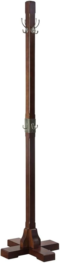 Proman Products Windsor Freestanding Wooden Coat Rack Stand with 12 Hanger Hooks for Clothes, Hats, Purses, Bags at Entryway, Bedroom, Living Room, Office, Mudroom, Walnut