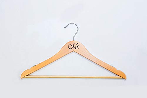 NAHANCO MRMR20017WB Same Sex, Gay Pride Hanger Set, Natural Wood Hangers with Black Imprint (Mr. and Mr.), 17” (2-Piece Set)