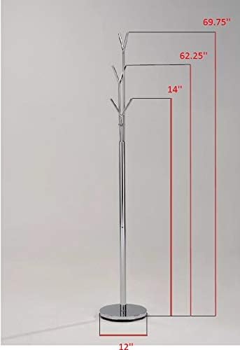 Kings Brand Furniture - Varin 6-Hook Hall Tree Hat & Coat Rack Stand, Chrome