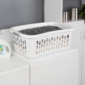 Sterilite 6 Pack HipHold Laundry Basket, Plastic Rectangle Clothes Hamper with Comfort Grip Handles & Reinforced Rim, 1.5 Bushel Capacity, White