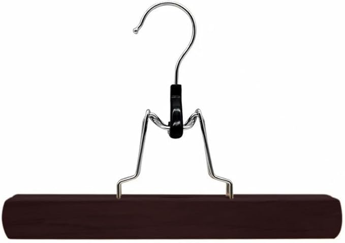Richards Wooden Pants Hangers - Wood Skirt Hangers - 6 Pack - for Men Shorts and Pants and Women Dress Clothes - Non Slip Slim Closet Space Saving- Walnut