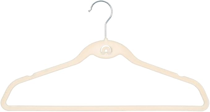 Heavy Duty Velvet Hangers with Cascade Hook, Durable, 360 Degree Rotatable Hook (30, Beige)