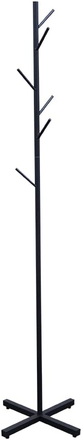 Coat Rack Standing, 67” Black Coat Rack with 7 Hooks Organizer Clothes Hanging Stand Metal Hanger Hat Rack for Bedroom Living Room Office