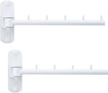 Pack of 2 Folding Wall Mounted Clothes Hanger Rack with Swing Arm Stainless Steel Heavy Duty Coat Hook for Bathroom, Bedroom, Laundry Room - White