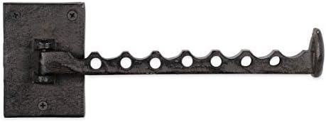 Rustic State Clout Cast Iron Clothes Hanger Folding Coat Rack Laundry Bar for Drying Clothes Farmhouse Design Wall Mount Organizer Hook for Closet Laundry Room Mudroom Entryway - Black