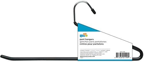 Honey-Can-Do HNG-01199 Open-Ended Vinyl-Coated Pant Hanger, 3-Pack,Chrome/Black