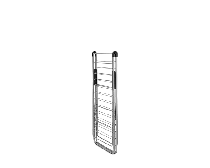 Brabantia HangOn Clothes Drying Rack | 82ft (25m) | Metallic Gray | Large Indoor Clothes Airer Laundry Stand with 2 Fold-Out Wings & Hanger Hooks, Folds Flat | Fits 2 Full Loads