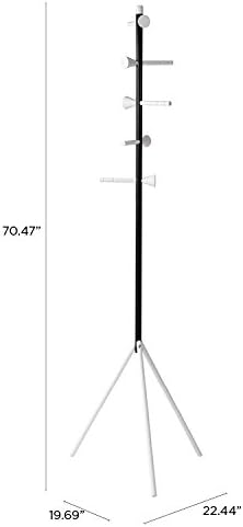 happimess HPM8001B Aiden 70.4" 5-Hook Metal Coat Rack , Iron Tube, Cast Iron, Aluminium , Modern, Contemporary , Bedroom, Closet, Foyer , 66lbs Weight Capacity , Black/White