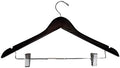 Walnut Finish Wood Combination Hanger with Non-Abrasive Clips (Set of 100)