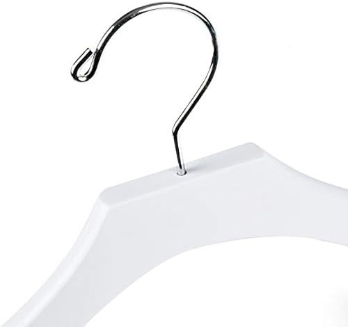 Quality White Wooden Kids Hanger Luxury Design Chrome Swivel Hook (100, 14.5" inch with Clips)