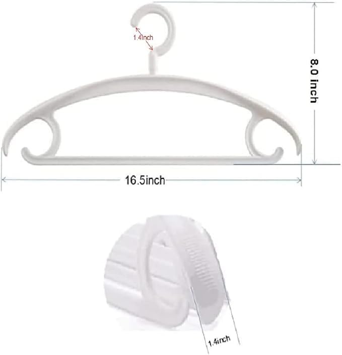 20 Pack Heavy Duty Plastic Hangers 25lb Capacity Swivel Hook Clothes Hanger Wide Shoulder Jacket Hangers Thick Winter Coat Hanger (White)