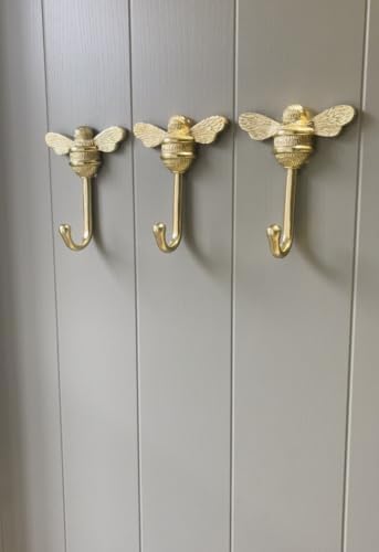 Brass bee Coat Hook | Towel Hook | Wall Mounted Wall Hooks | Hooks for Walls Door | Solid Iron Bee Hooks Brass Finsih | Clothes Hanger Rack with Bee