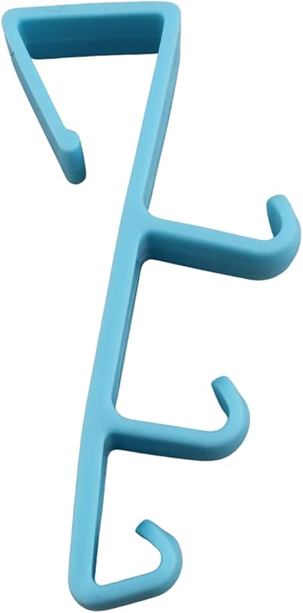 Over The Door Hooks Hangers - 4 Pack Blue Plastic Valet Set for Coats, Towels, Clothes, Bathrobes, Hats, Pocketbooks, and Shirts - Durable Rust-Proof Laundry Hanger and Closet Organizer