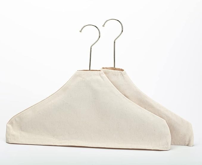 4 Pieces Hanger Non-Slip Cloth Cover Cotton and Linen Fabric Clothes Support Cloth Cover Clothes Hanger Cloth Cover for Home Clothing Store Use, 43 x 20cm, White