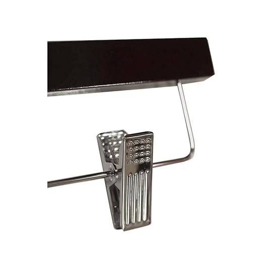 NAHANCO 14” Flat Wooden Skirt/Pant Hanger with Chrome Hardware, Black (Pack of 10)