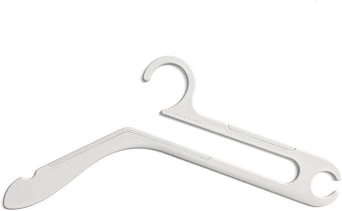 Hurdle Hanger, International Design Patented, No Stretch Neck, Organizes in 1 Second, Space-Saving, Heavy-Duty, Non-Slip, Multi-Functional Hooks, Clothes Hangers, Belt, Tie, White Medium - Pack of 10