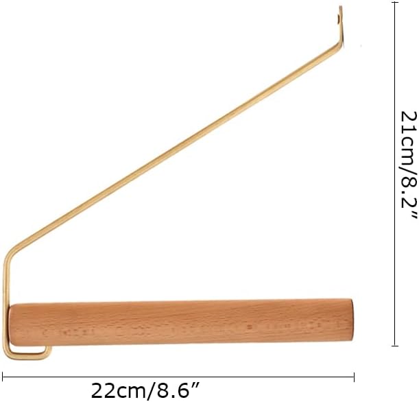 Modern Brass & Wood Wall Mounted Drying Rack,Simple Space Saver Clothes Hanger for Living Balcony Bathroom Laundry Room (Beech)