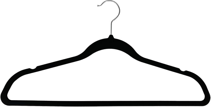 10 Pack Anti-Slip Rubber Coated Hangers, Space Saving, Durable, Gentle, Clothes, Black Hangers for Closet, Non-Slip, Heavy Duty, Velvet, Coats, Pants, Wardrobe Essentials, Holiday